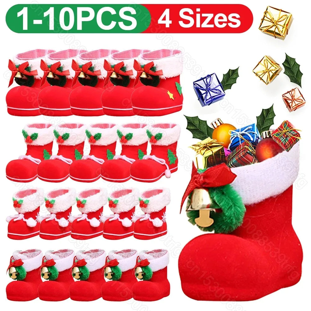 10-1pcs Christmas Candy Bags Red Boots