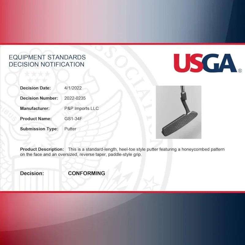 GS1 Tour Golf Putter – 34” Right-Handed Blade Putter