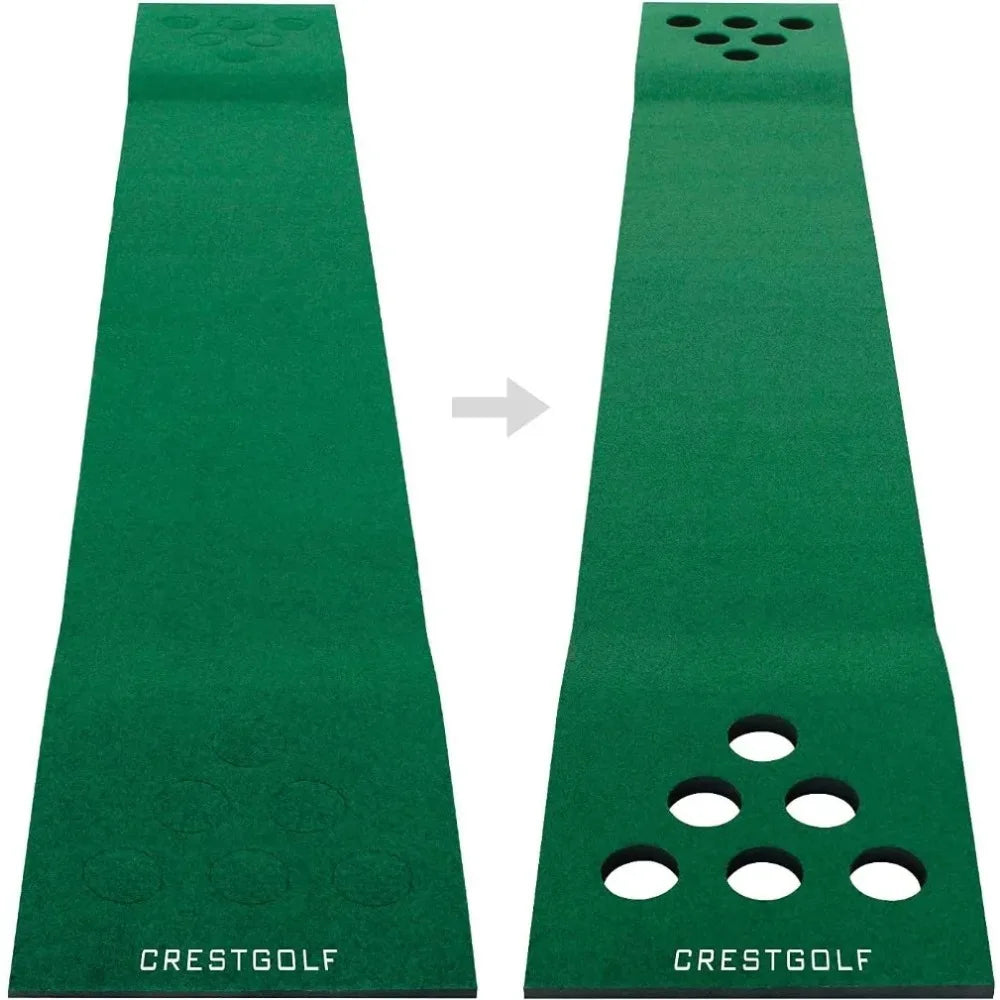 Golf Pong Mat Game Set Green Mat,Golf Putting Mat with 2 Putters, 6 Golf Balls,