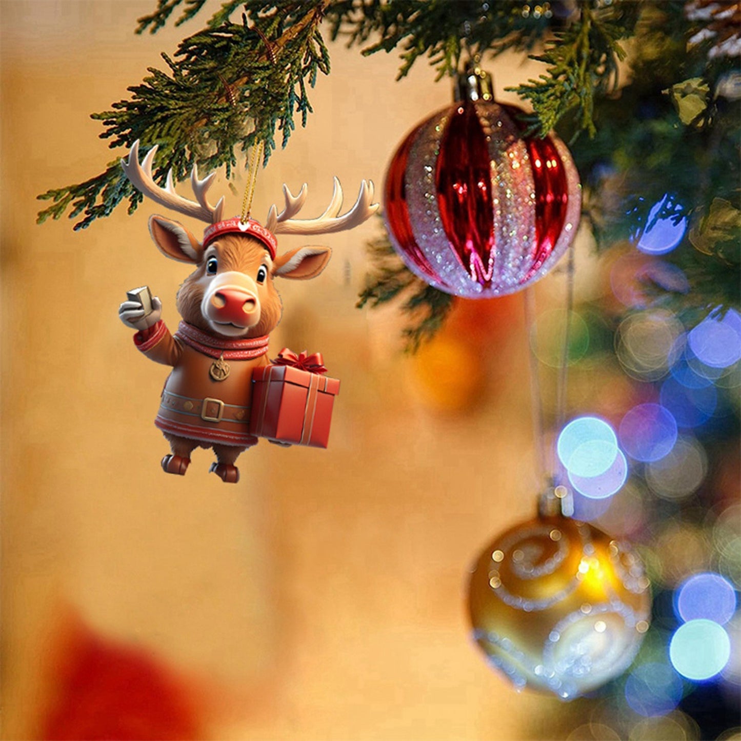 Christmas Cartoon Deer Hanging Ornament Christmas Tree Pendant