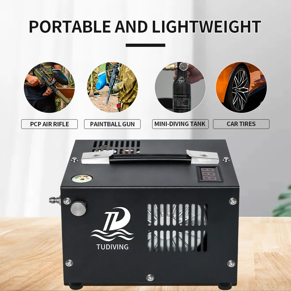 4500Psi 300Bar Portable PCP Air Compressor High Pressure Car Pump with 12V Power Adap