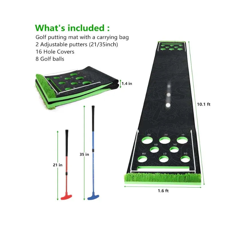 Golf Pong Putting Game Indoor Putting Green 10.1 Ft Golf Putting