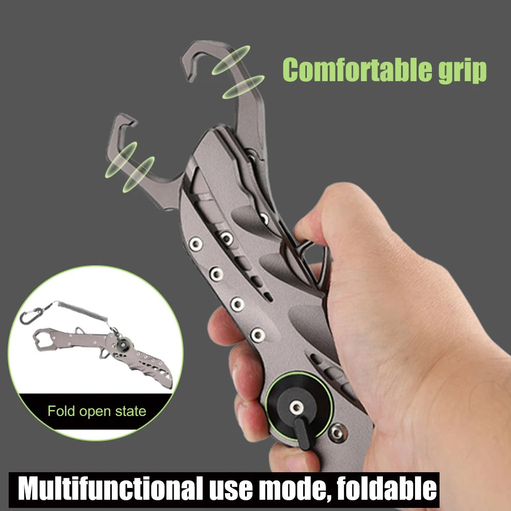 Fishing Line Cutter with Retention Rope Foldable Fish Controller Multifunctional Portable Fish Clamp Fishing Tools Tackle
