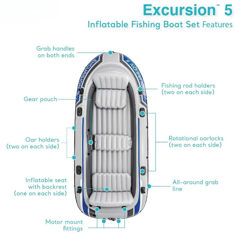 Excursion Inflatable Boat Series:Deluxe 54in Boat Oars and High-Output Pump
