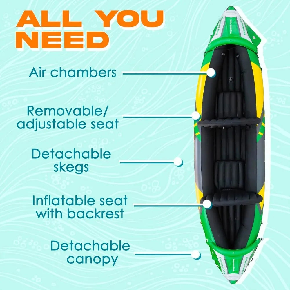 2 Person Inflatable Kayak with Exclusive Sun Canopy