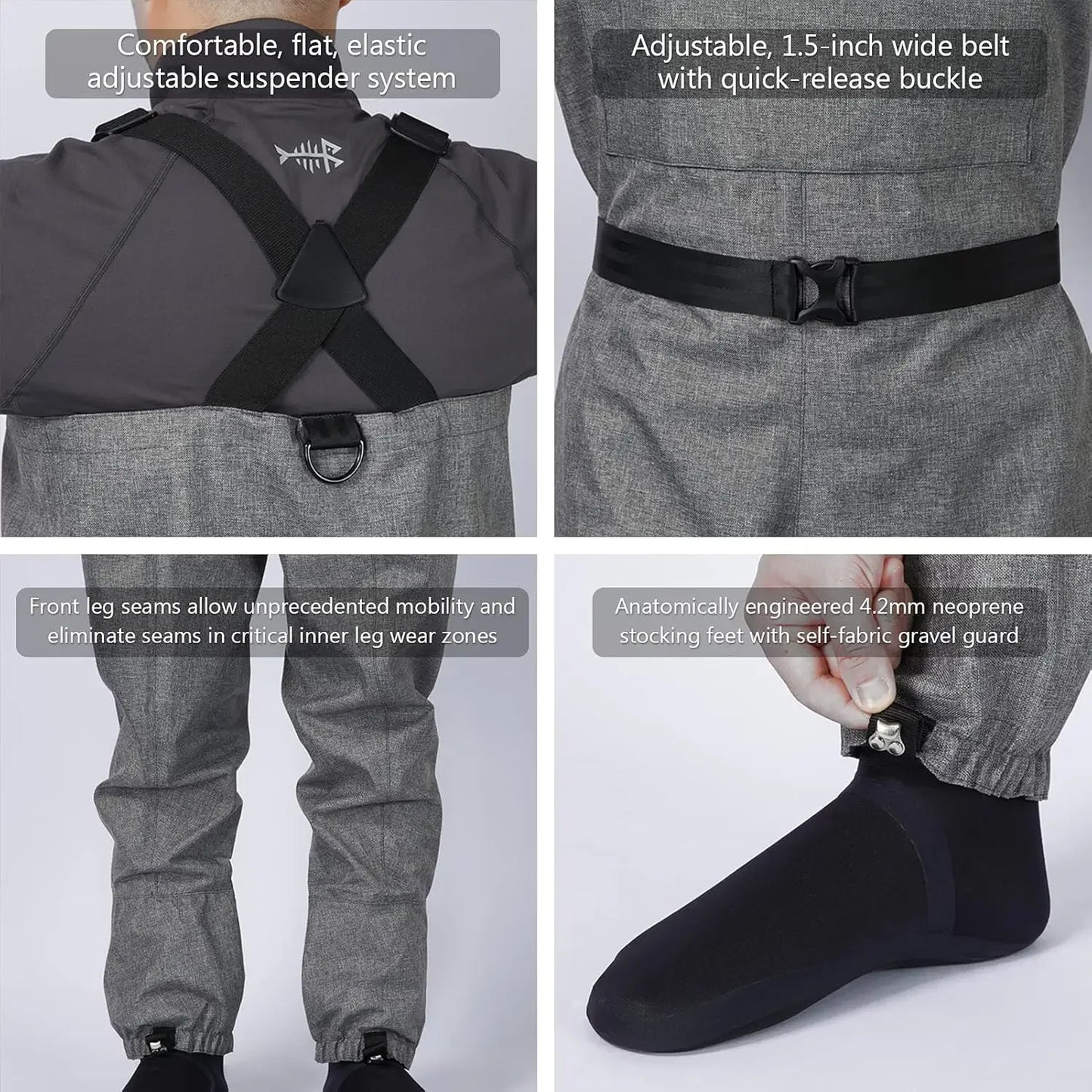 Breathable Ripstop Stocking Boot Foot Fishing Hunting Waders