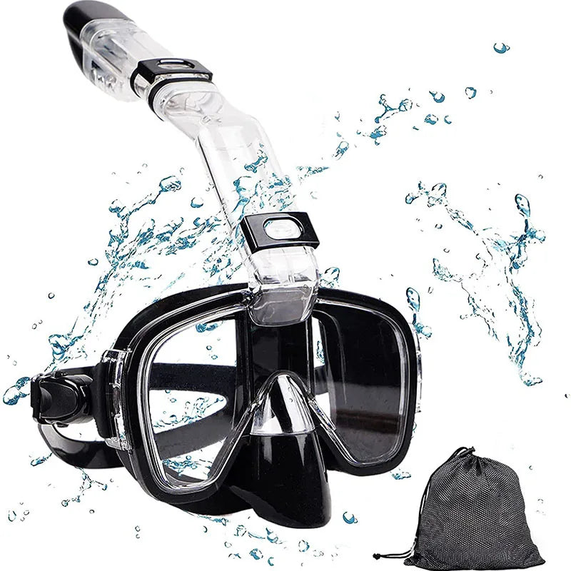 Snorkel Mask Foldable Anti-Fog Diving Mask with Full Dry Top System Swim Snorkeling Gear