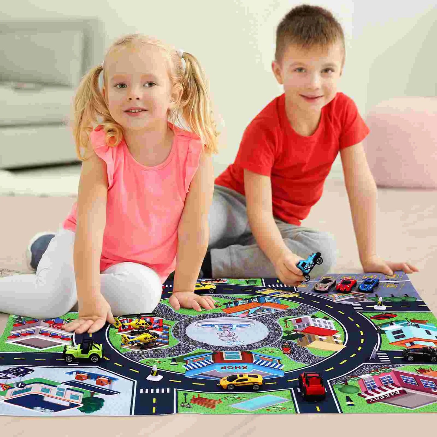Toy For Kids iBaseToy Kids Carrier Truck Toy Set Small Vehicles Helicopters Transport Truck