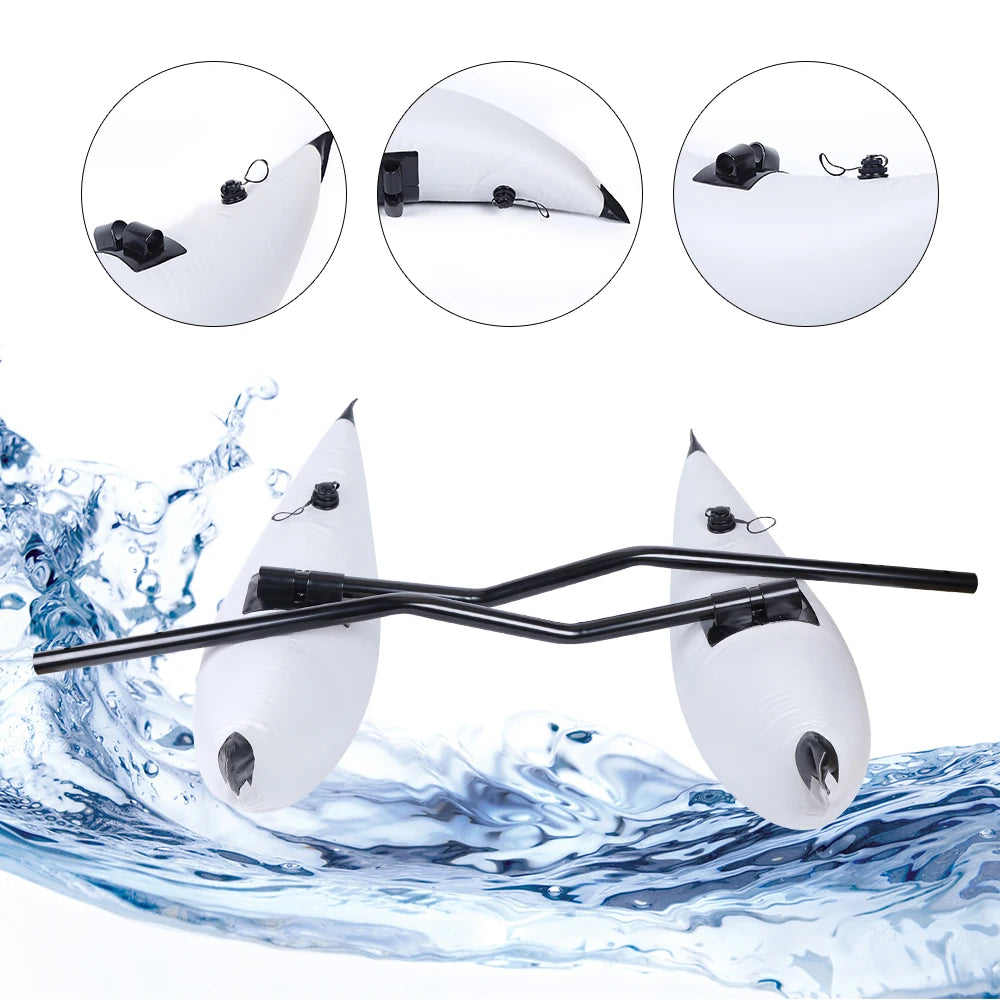 2pcs Inflatable Boat Water Buoyant Float Premium PVC Outrigger Canoe