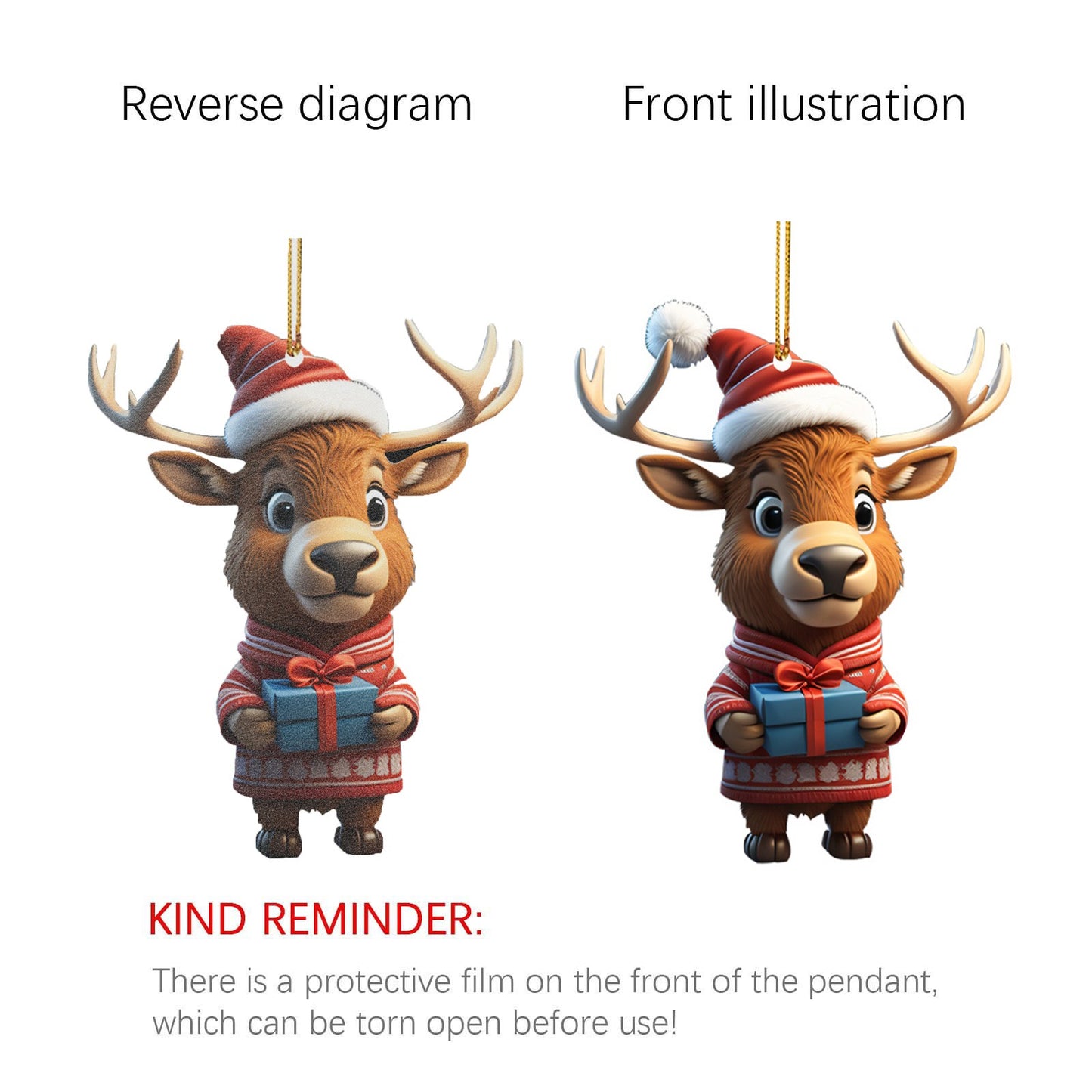 Christmas Cartoon Deer Hanging Ornament Christmas Tree Pendant