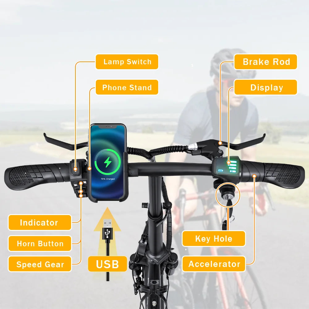 Electric Bike for Adults 600W Peak Motor, 20 mph Folding