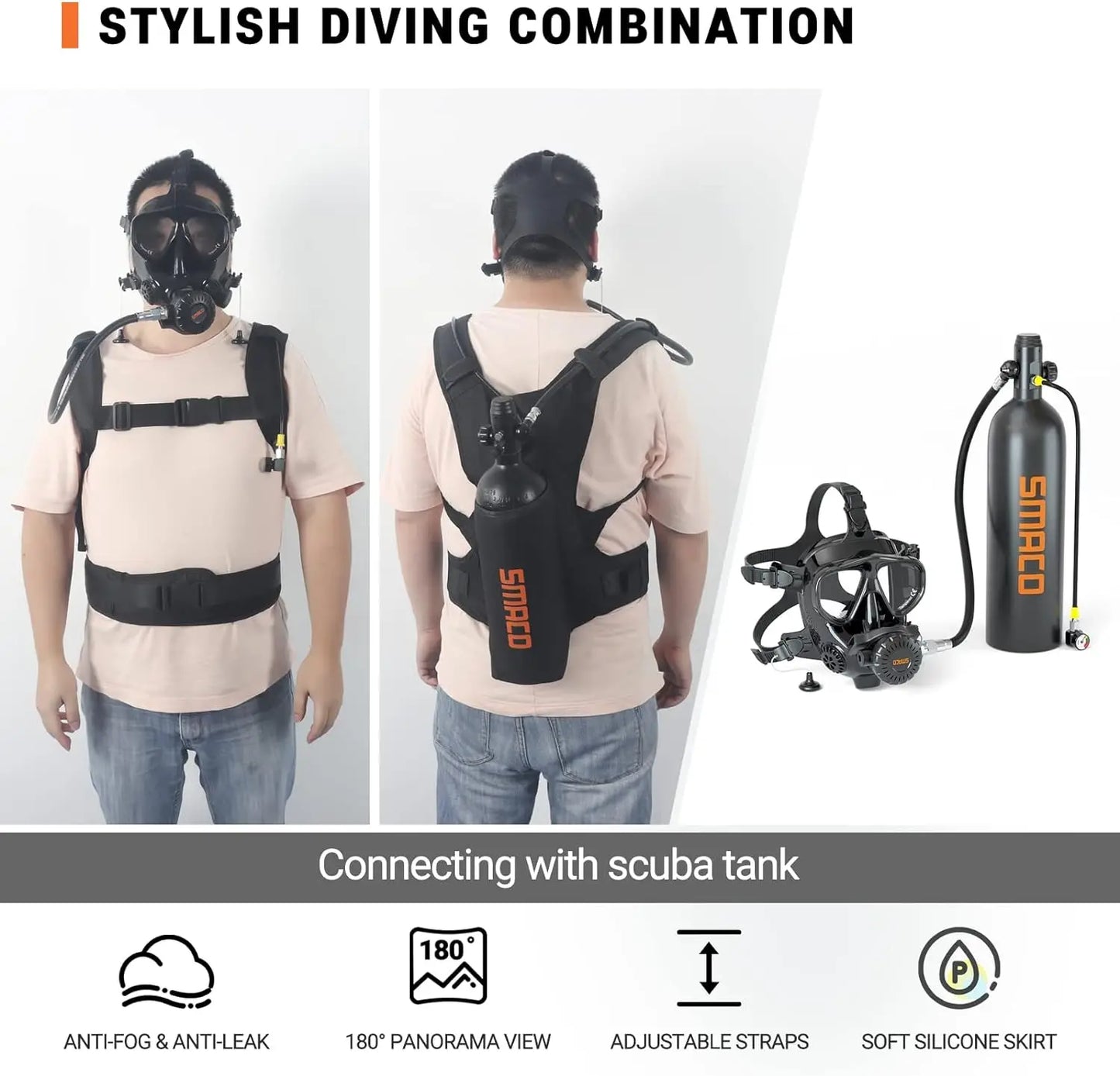 Full Face Dive Mask Support Diving Snorkeling, Full Face Snorkel Mask