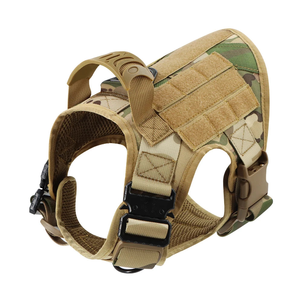 Military Large Dog Harness Collar Leash Bags Patches