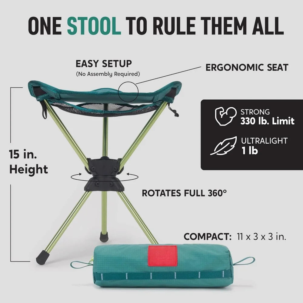 Compass 360° Stool Compact Portable Swivel Stool | Lightweight, Rotating, Foldable | Outdoor Travel Gear Camping, Camping stool