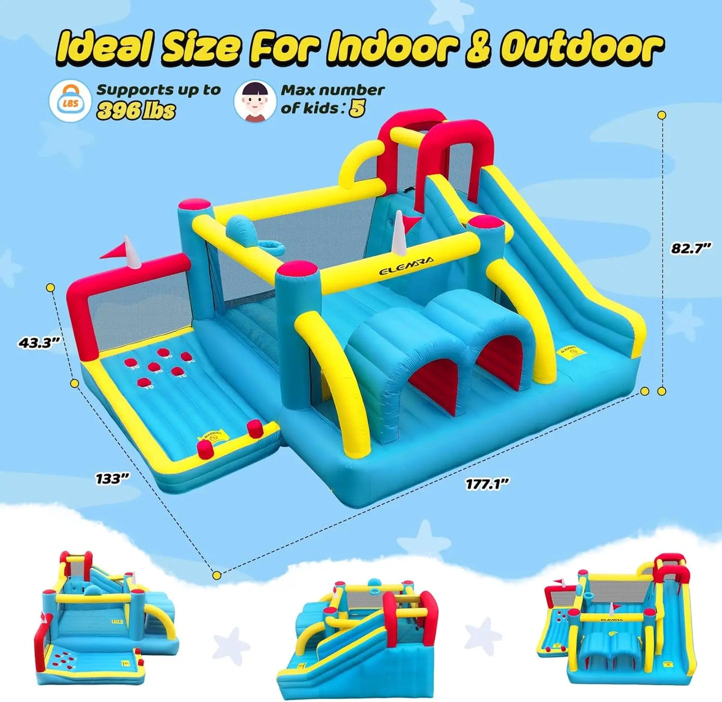 7 in 1 Big Inflatable Bounce House, 15x12’XL Golf Inflatable Bouncer