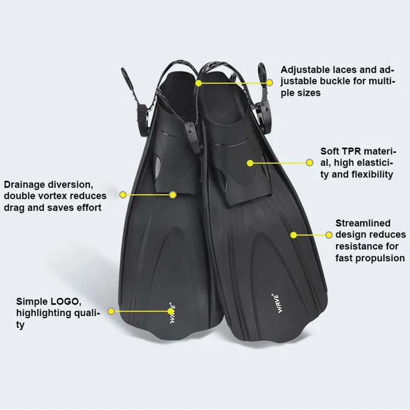 Adjustable Short Adult Snorkel Foot Swimming Flippers