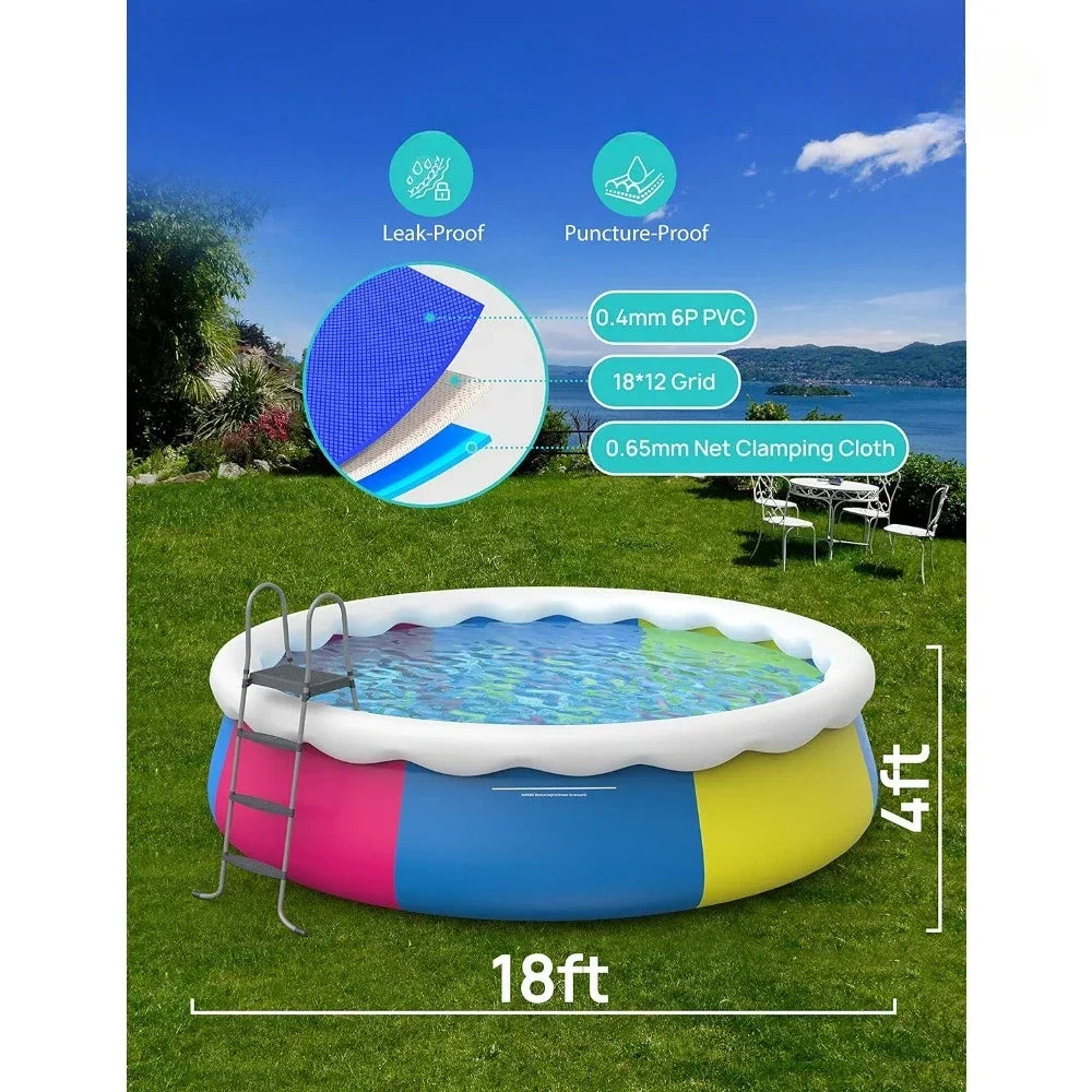 Inflatable Top Ring Swimming Pools 18ft*48in Round Pool Include Filter Pump