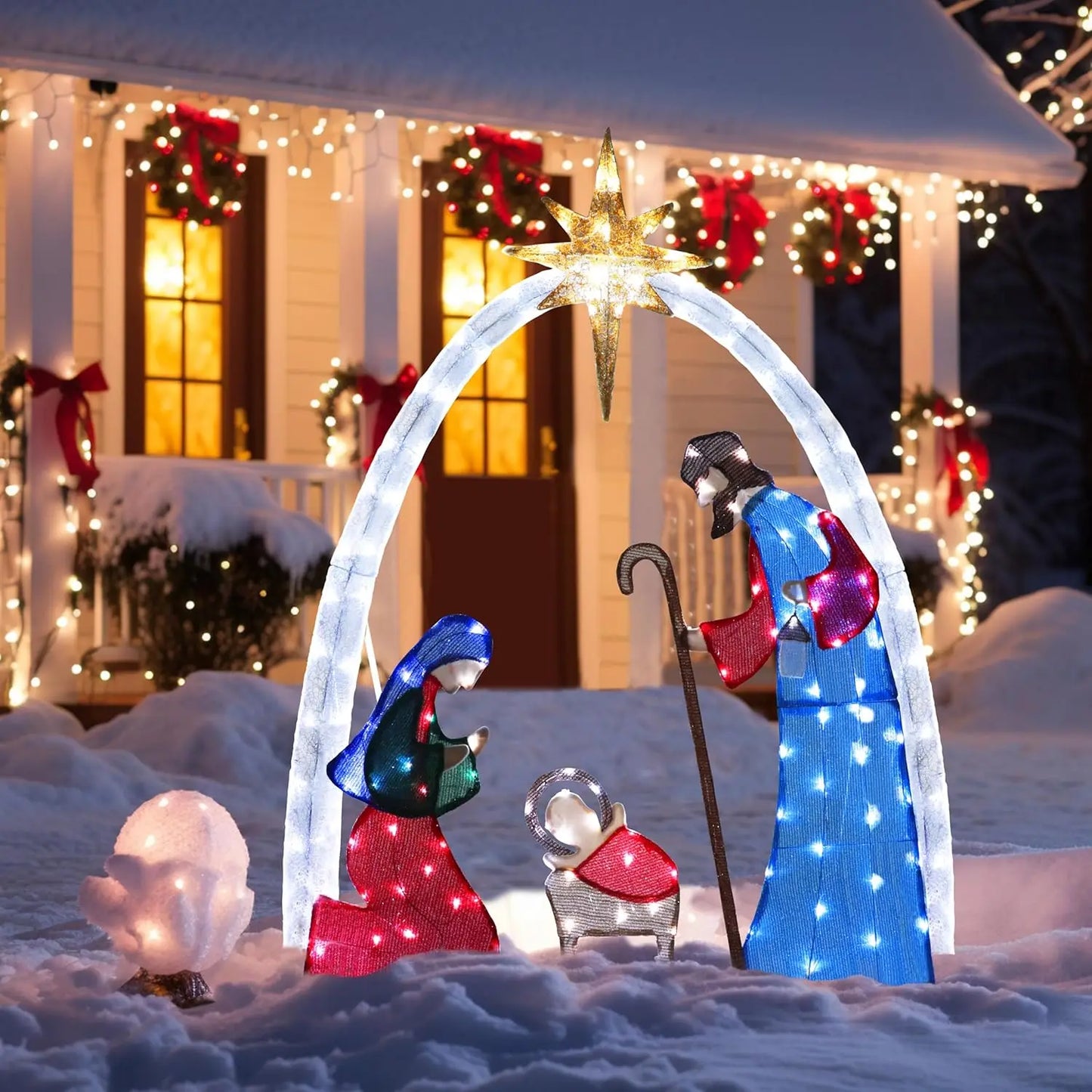 Outdoor Christmas Decorations Lighted Outdoor Nativity Set
