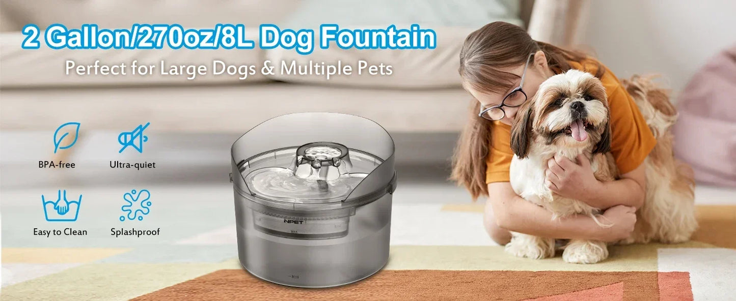 NPET Dog Water Fountain, 2 Gallon