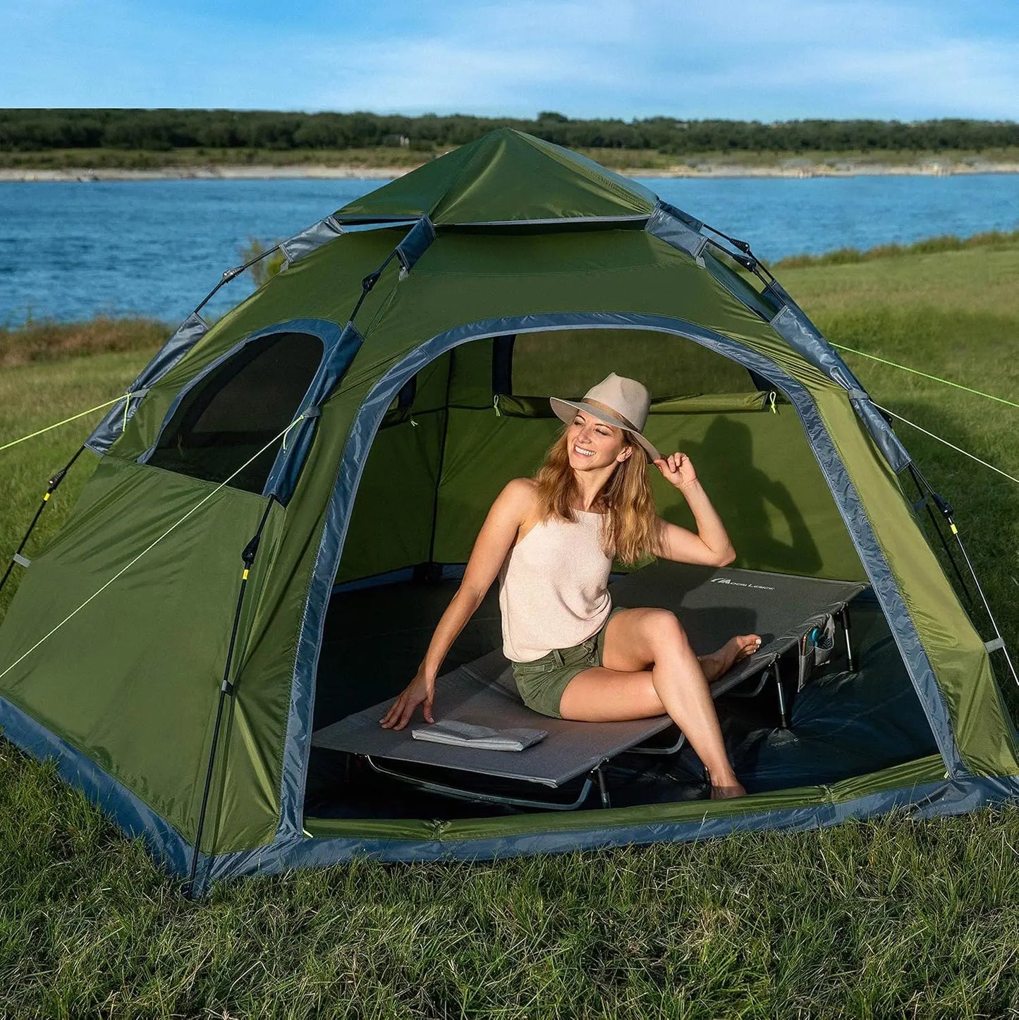 Moon Lence Instant Pop Up Tent Family Camping Tent 4-5 Person Portable
