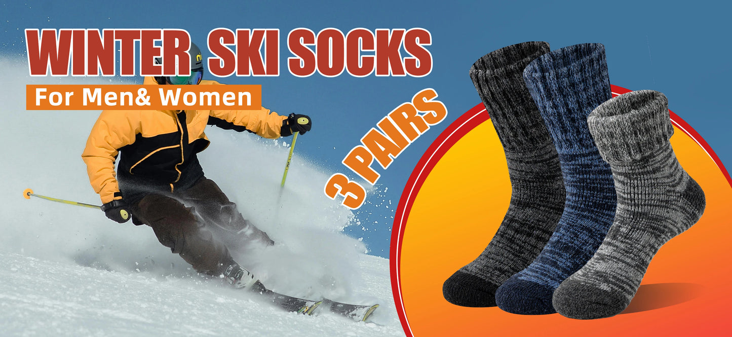 3 Pairs of Wool Warm Winter Socks Hiking Socks