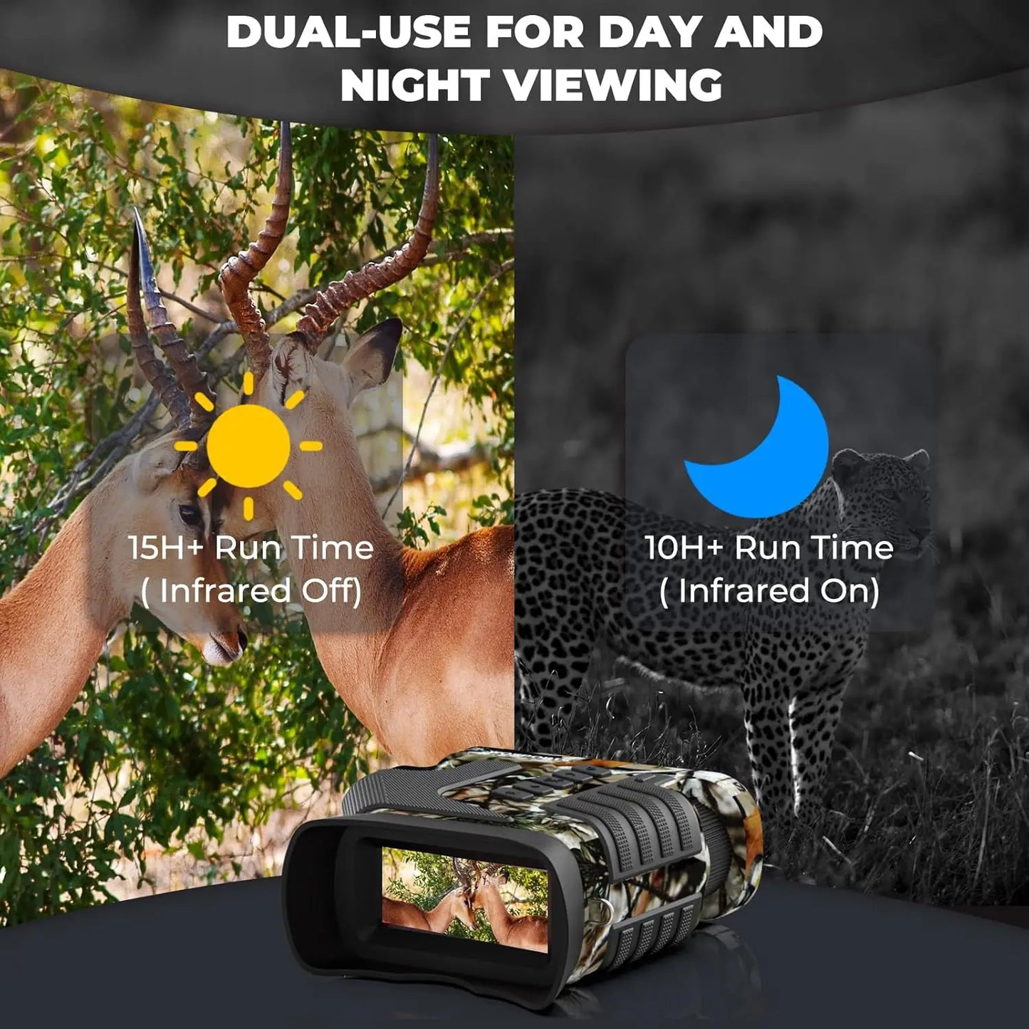 Night Vision Binoculars, 1315FT 4K Night Vision Goggles for Adults, 10X Optical Zoom, 8X Digital Zoom, Rechargeable NVG