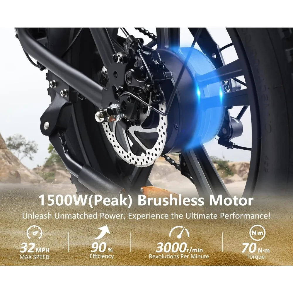 1500W Moped Style Electric Bike | Adult eBikes - 48V 18Ah Removable Battery | 60+ Mile Range