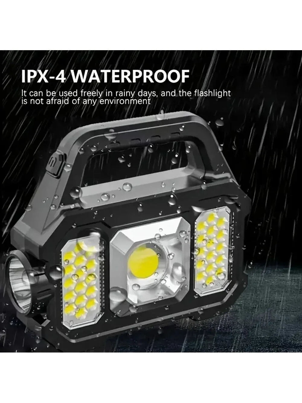 1pc Rechargeable Solar Powered Portable Camping Lantern With Handheld Flashlight & Side Light, Ideal For Outdoor Camping, Hiking