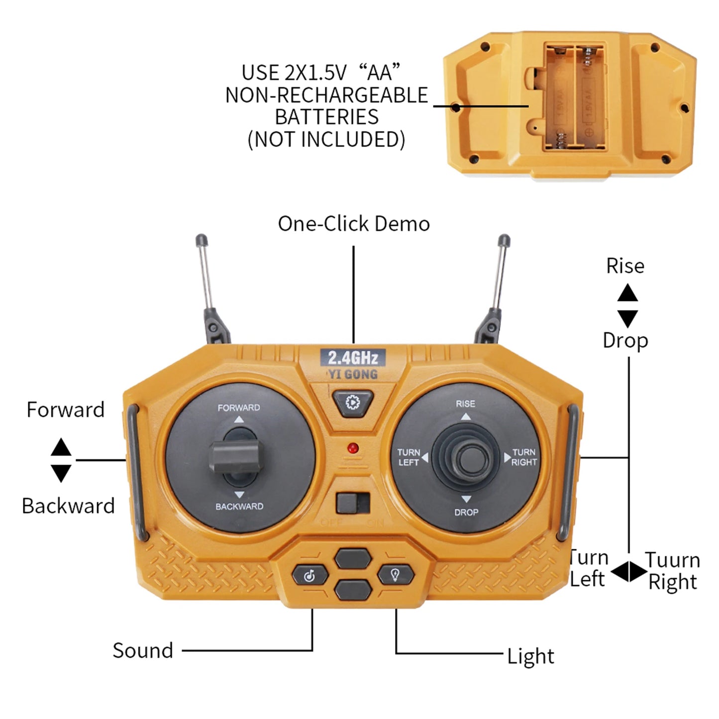 9 Channel 2.4G Radio Controlled Car 1/24 RC Crawler Heavy Bulldozer