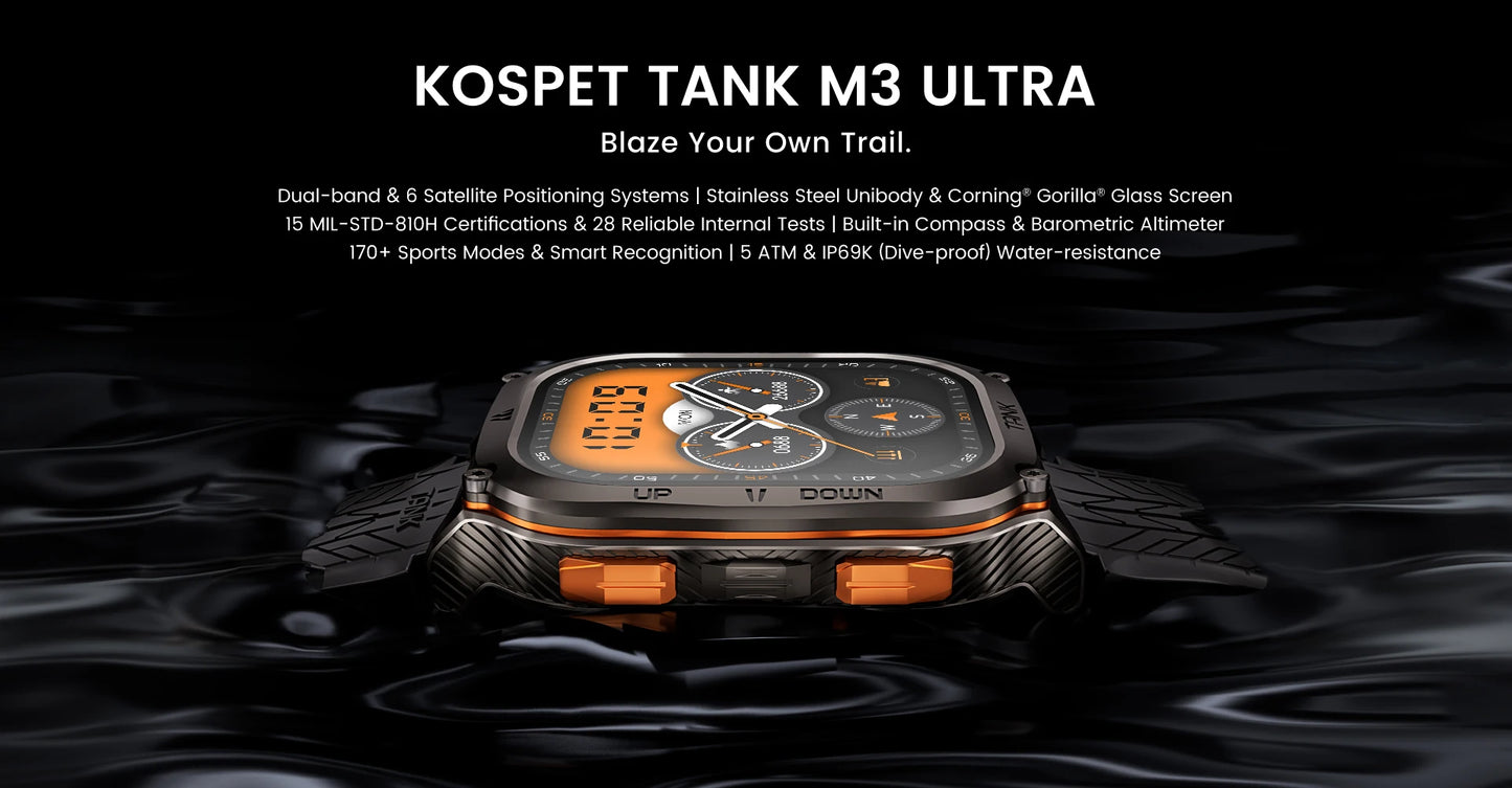 2024 Original KOSPET TANK M3 Ultra GPS Smartwatches For Men Women Smartwatc