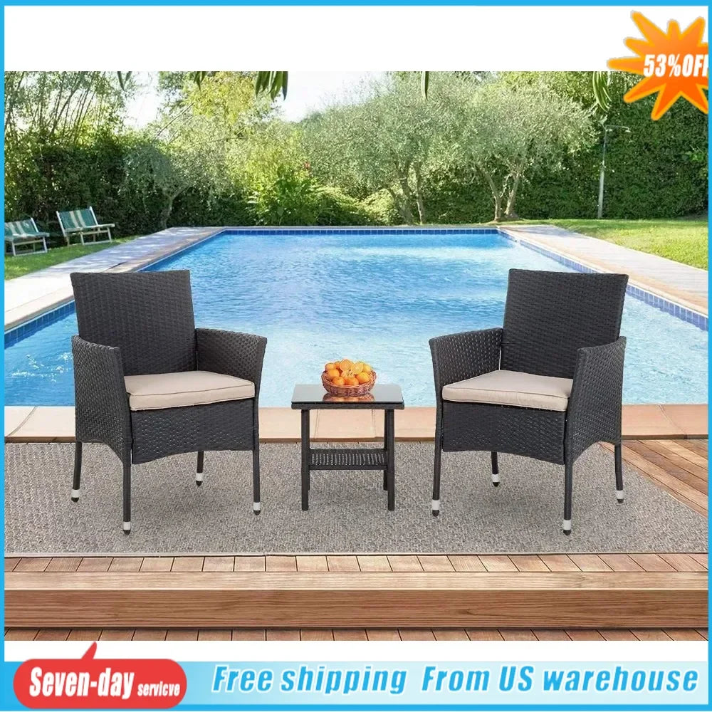 Patio Furniture Set Outdoor, Furniture Wicker Bistro Rattan Chair