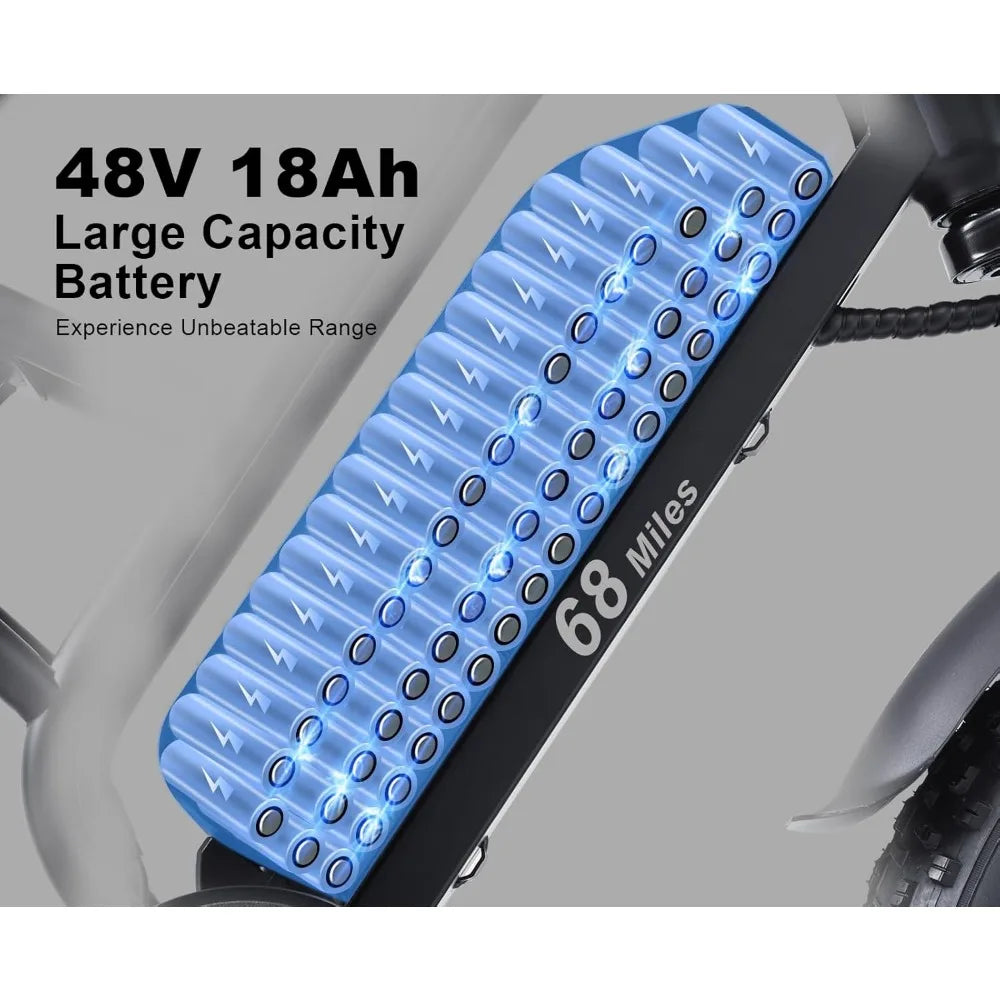1500W Moped Style Electric Bike | Adult eBikes - 48V 18Ah Removable Battery | 60+ Mile Range