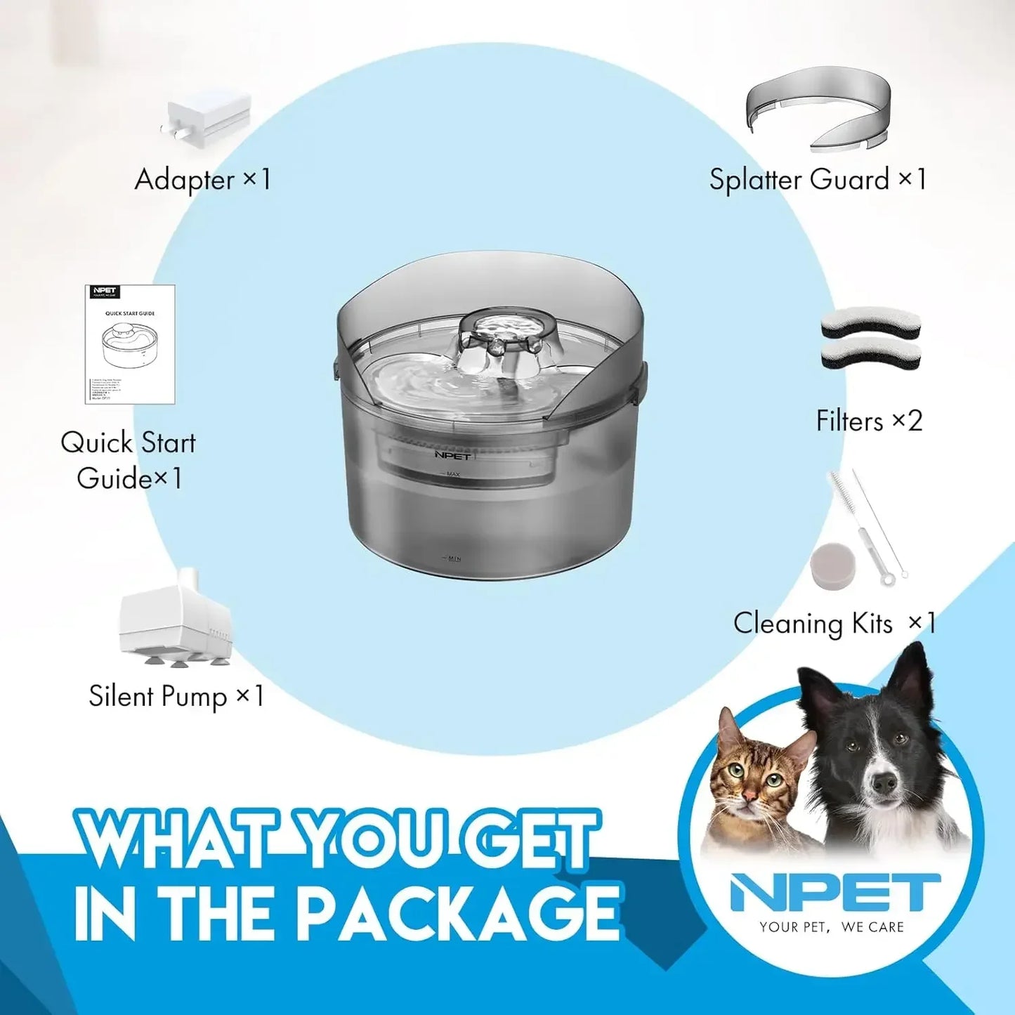 NPET Dog Water Fountain, 2 Gallon