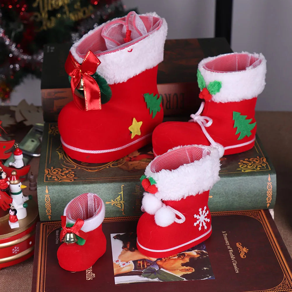 10-1pcs Christmas Candy Bags Red Boots