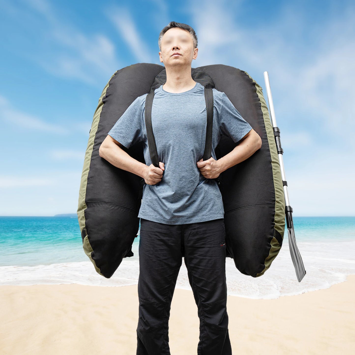 136*105CM Oxford Cloth Kayak Inflatable Fishing Boat Folding Assault