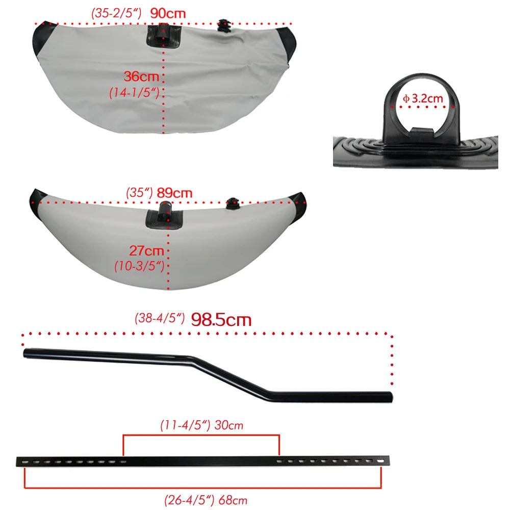 2pcs Inflatable Boat Water Buoyant Float Premium PVC Outrigger Canoe