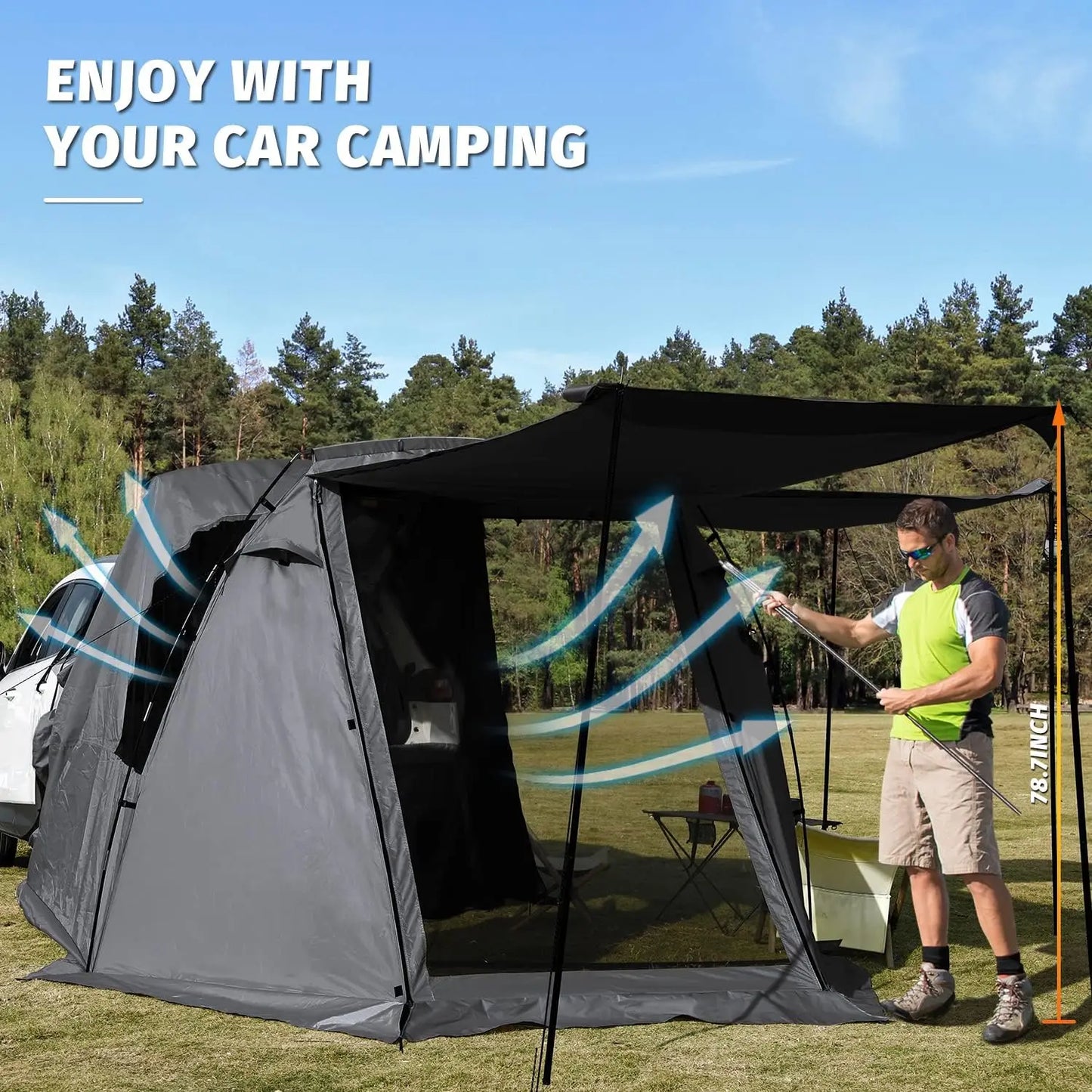 SUV Car Tent, Tailgate Shade Awning Tent for Camping,