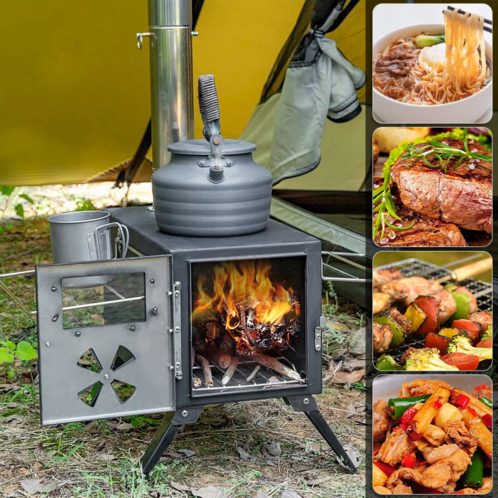 Winter Tent Fire Wood Heater Outdoor Brazier Camping Wood Stove Portable