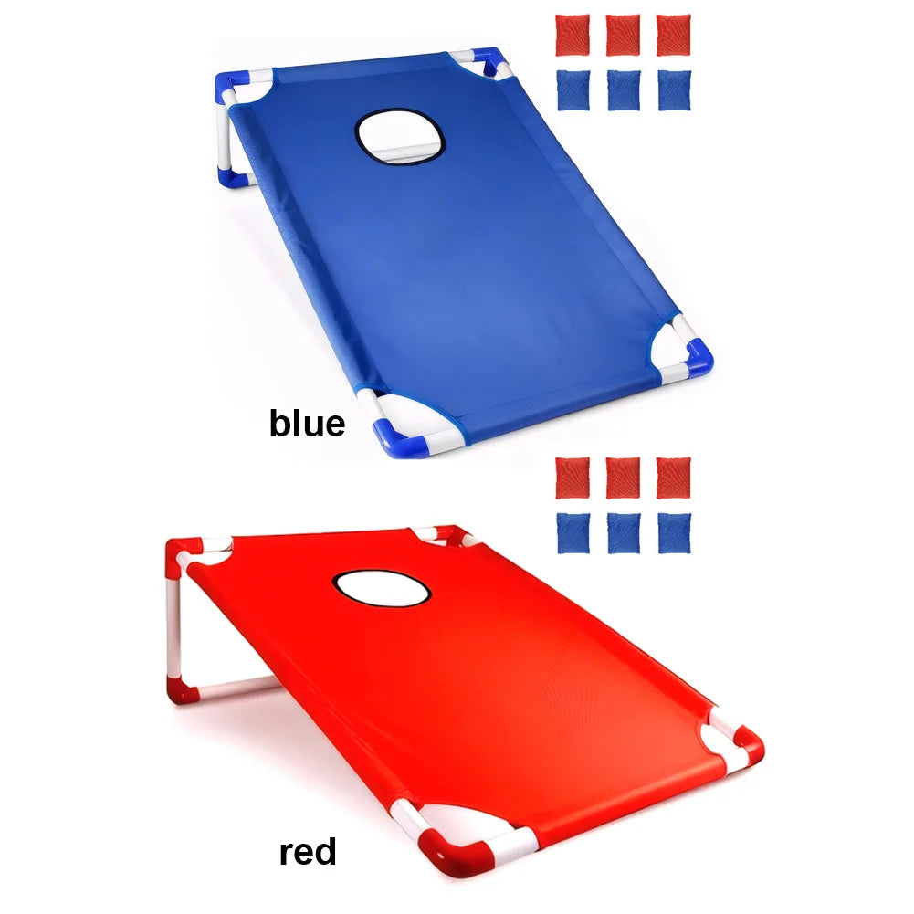 Portable Cornhole Board Set with 3 Red 3 Blue Bags Outdoor Toss Game Set Corn Hole