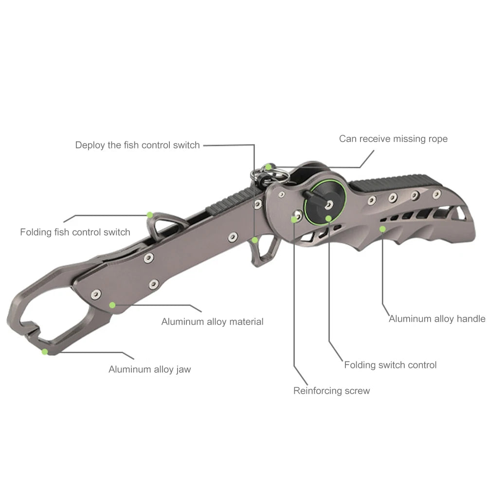 Fishing Line Cutter with Retention Rope Foldable Fish Controller Multifunctional Portable Fish Clamp Fishing Tools Tackle