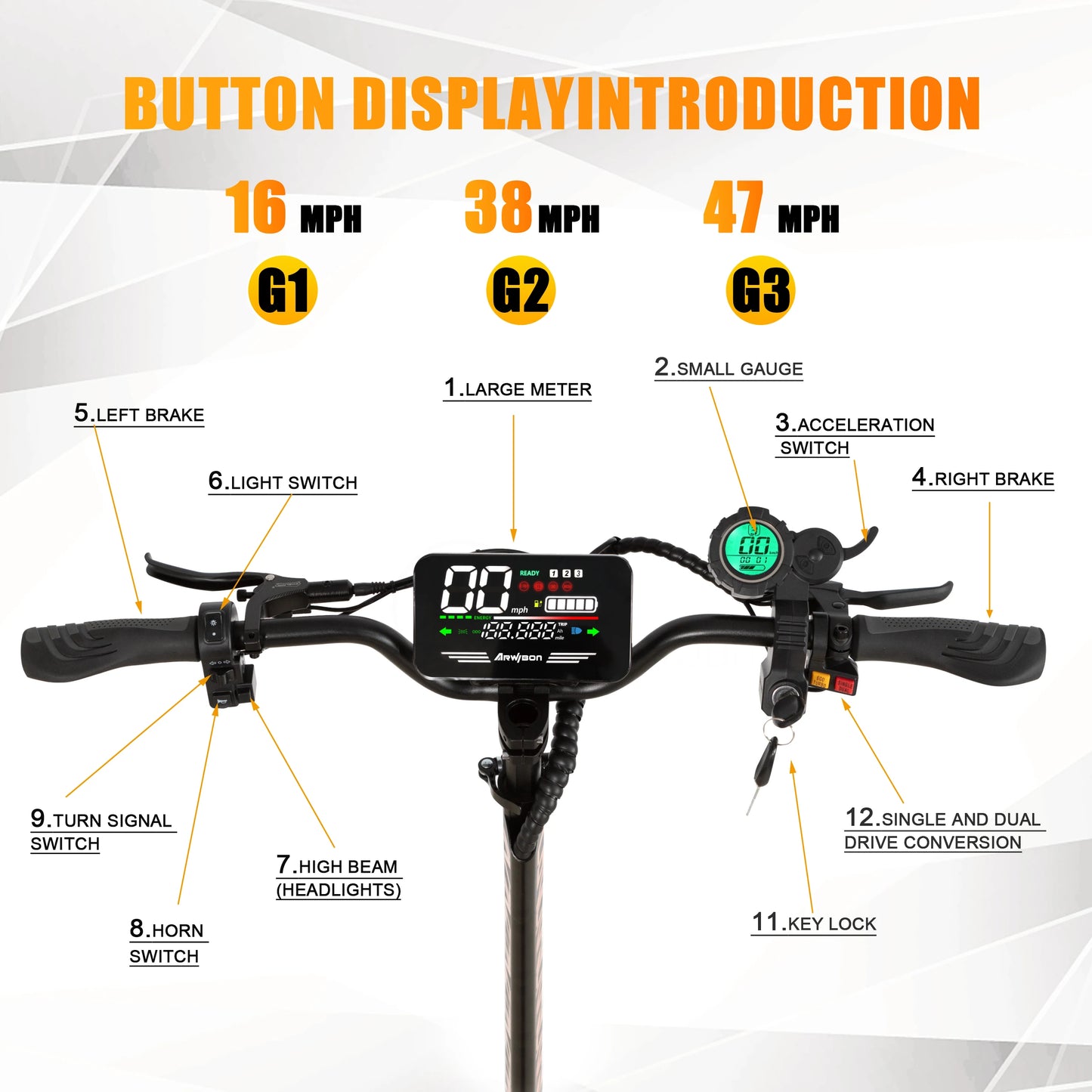 Arwibon 5600W Adult Electric Scooter Dual Motor Top Speed 50MPH,60V27AH, 11-inch Off-Road Tires Sport Folding eScooter with Seat