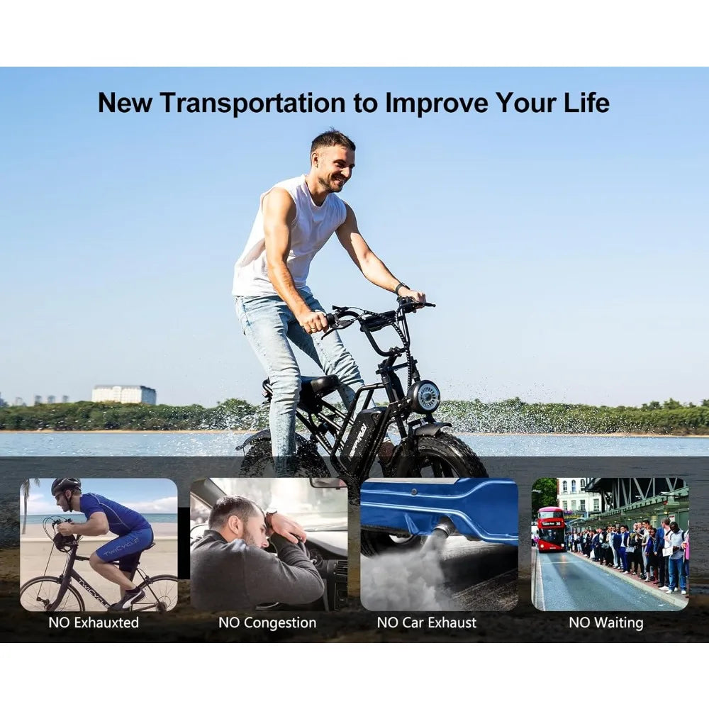 1500W Moped Style Electric Bike | Adult eBikes - 48V 18Ah Removable Battery | 60+ Mile Range