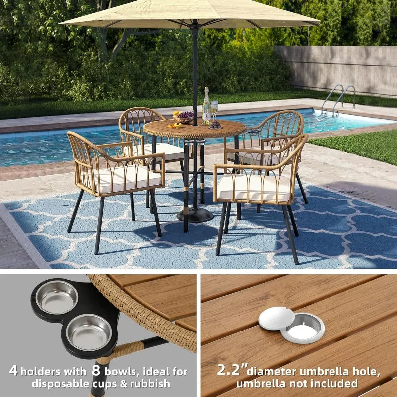 Outdoor Patio Dining Table Chair Set,Wicker