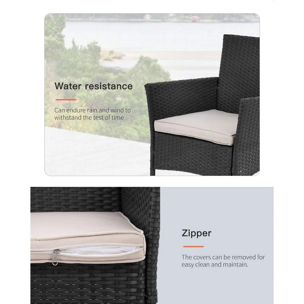 Patio Furniture Set Outdoor, Furniture Wicker Bistro Rattan Chair