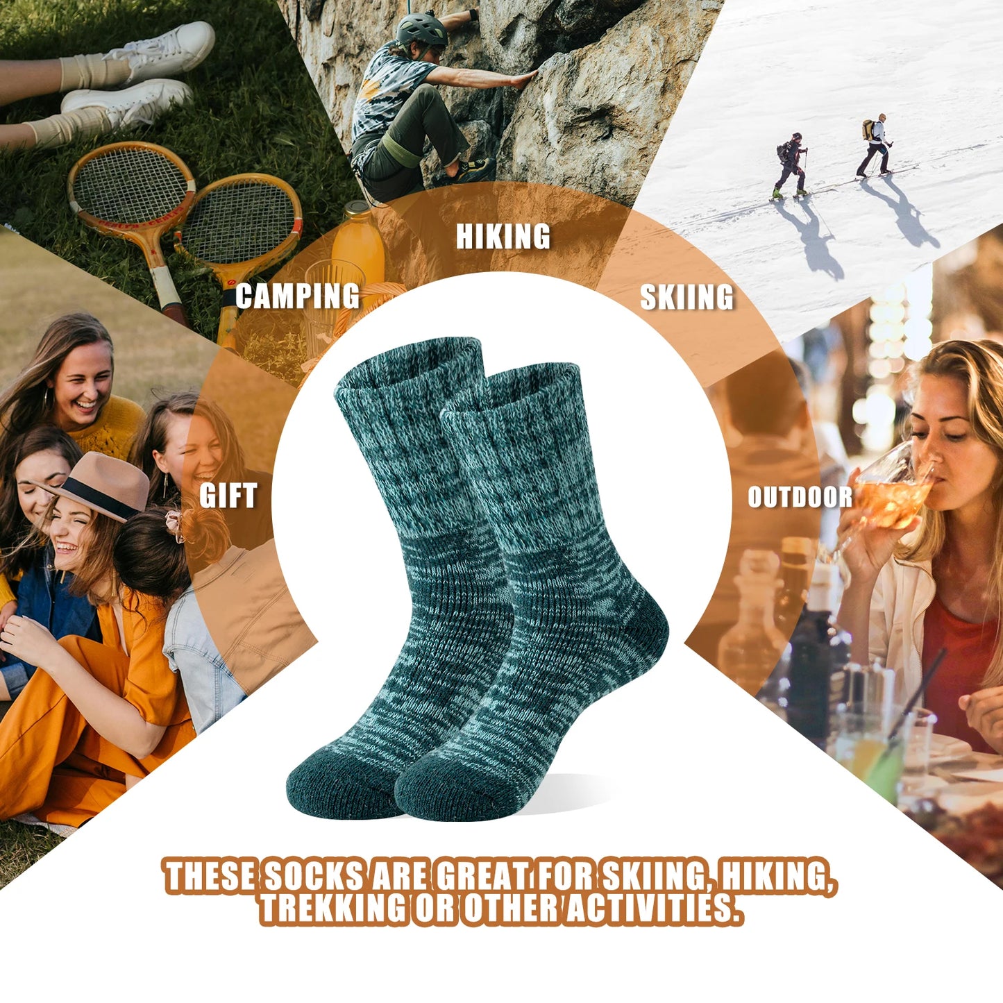 3 Pairs of Wool Warm Winter Socks Hiking Socks