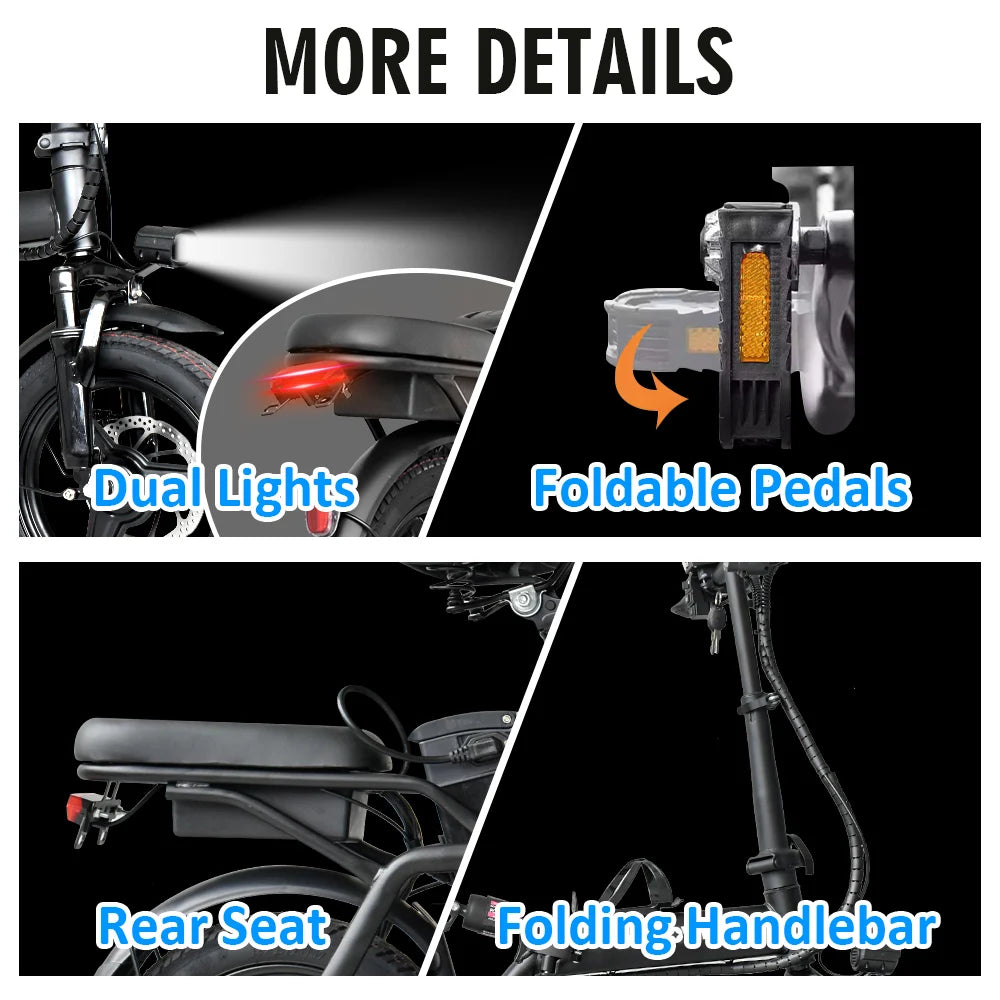 Electric Bike for Adults 600W Peak Motor, 20 mph Folding