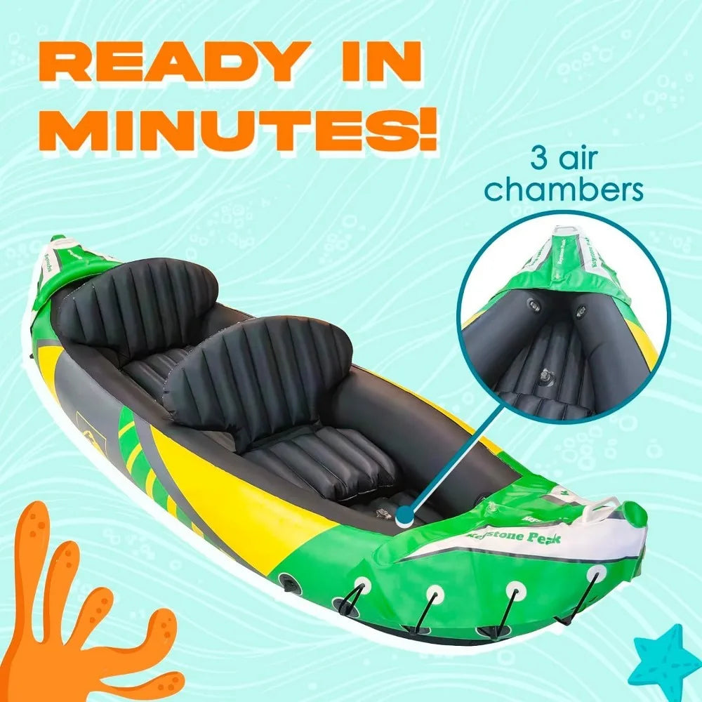 2 Person Inflatable Kayak with Exclusive Sun Canopy