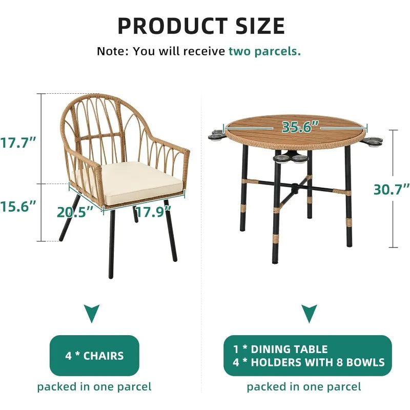 Outdoor Patio Dining Table Chair Set,Wicker