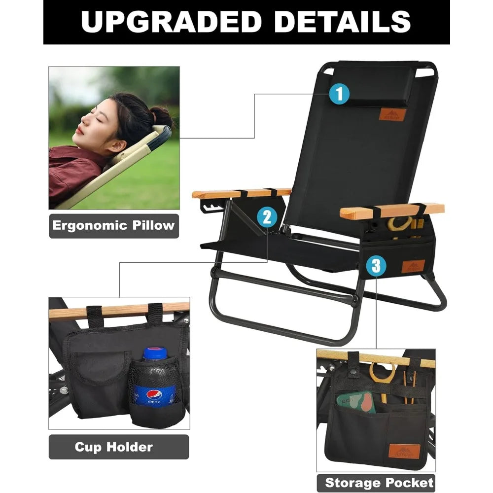 Beach Chair, 4 Adjust Position Compact Backpack ,Portable Folding Chairs, Camping Chairs