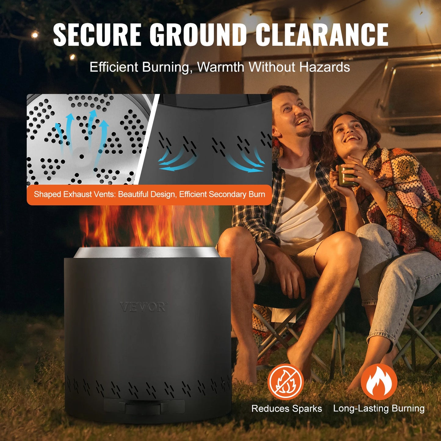 VEVOR Smokeless Fire Pit Stove Bonfire Wood Burning Fireplaces with